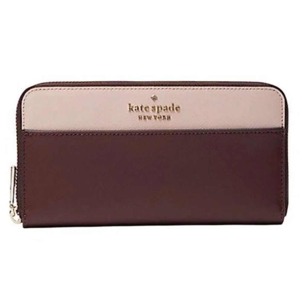 Kate Spade Staci Colorblock Large Wallet Rose Smoke Multi NWT